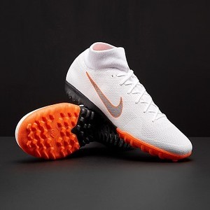[해외] Nike Mercurial SuperflyX VI Academy TF - White/Metallic Cool Grey/Total Orange [나이키 축구화, 풋살화, 터프화] (182867)