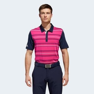 [해외] ADIDAS USA Mens Golf Ultimate365 Stripe Polo Shirt [아디다스반팔티] Real Magenta (CY9354)