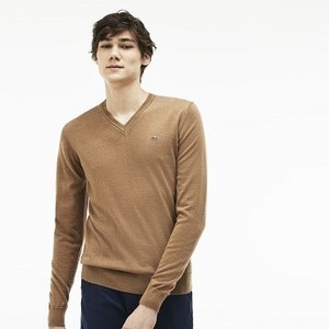 [해외] Mens V-neck Wool Jersey Sweater [라코스테 LACOSTE] brown (AH2987-51-F4Z)