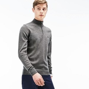 [해외] Mens Zippered Stand-Up Collar Wool Jersey Sweater [라코스테 LACOSTE] grey (AH2989-51-UWC)