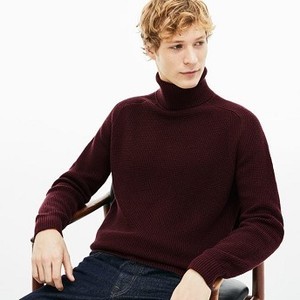 [해외] Mens Stand-Up Neck Honeycomb Wool And Cotton Sweater [라코스테 LACOSTE] brown (AH9169-51-Y29)