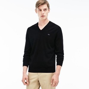 [해외] Mens Ribbed V-Neck Sweater [라코스테 LACOSTE] black (AH7894-51-031)