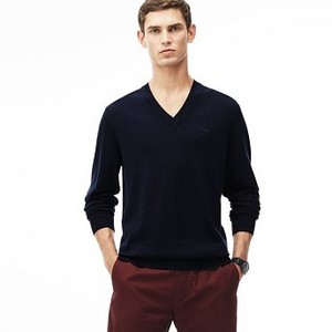 [해외] Mens Ribbed V-Neck Sweater [라코스테 LACOSTE] navy blue (AH7894-51-166)