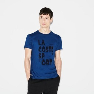 [해외] Mens SPORT Lettering Tennis T-Shirt [라코스테 LACOSTE] blue/black (TH3322-51-PRZ)