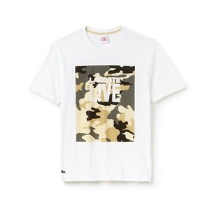 [해외] Mens LIVE Crew Neck Print Design T-Shirt [라코스테 LACOSTE] white/yellow/white (TH2720-51-M0D)