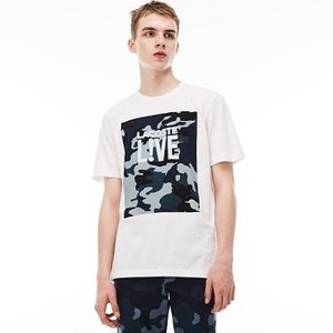 [해외] Mens LIVE Crew Neck Print Design T-Shirt [라코스테 LACOSTE] white/blue/white (TH2720-51-M0A)
