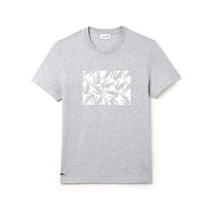 [해외] Mens Graphic Design Cotton T-Shirt [라코스테 LACOSTE] silver/white (TH3929-51-MTG)