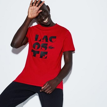 [해외] Mens SPORT Crew Neck Lettering Jersey Tennis T-shirt [라코스테 LACOSTE] red/black/blue (TH9449-51-CG3)