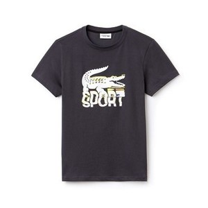 [해외] Mens SPORT Crew Neck Lettering Jersey Tennis T-shirt [라코스테 LACOSTE] dark gray/white/black (TH9474-51-CFQ)