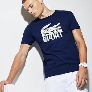 [해외] Mens SPORT Crew Neck Lettering Jersey Tennis T-shirt [라코스테 LACOSTE] blue/white/red (TH9474-51-CGM)