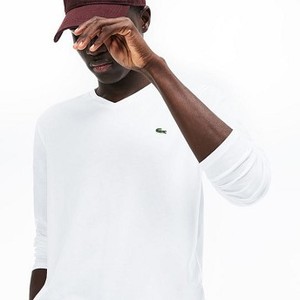 [해외] Mens V-Neck Pima Cotton Jersey T-shirt [라코스테 LACOSTE] white (TH6711-51-001)