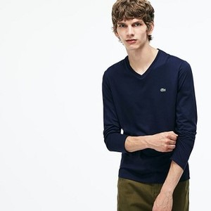[해외] Mens V-Neck Pima Cotton Jersey T-shirt [라코스테 LACOSTE] navy blue (TH6711-51-166)