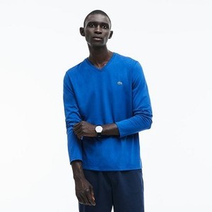 [해외] Mens V-Neck Pima Cotton Jersey T-shirt [라코스테 LACOSTE] blue (TH6711-51-Z7Z)