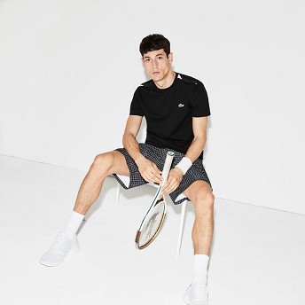 [해외] Mens SPORT Contrast Accents Cotton Tennis T-shirt [라코스테 LACOSTE] black/black/white/green (TH9485-51-DV6)