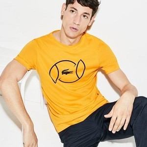 [해외] Mens SPORT Crew Neck Lettering Jersey Tennis T-shirt [라코스테 LACOSTE] orange/navy blue (TH9468-51-EDK)