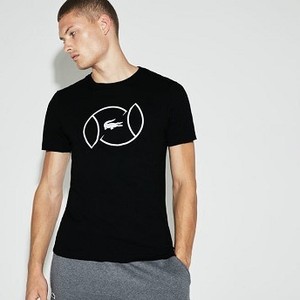 [해외] Mens SPORT Crew Neck Lettering Jersey Tennis T-shirt [라코스테 LACOSTE] black/white (TH9468-51-258)