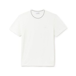 [해외] Mens Contrasting Crew Neck Flamme Cotton Jersey T-shirt [라코스테 LACOSTE] white/navy blue/white (TH9387-51-M4W)