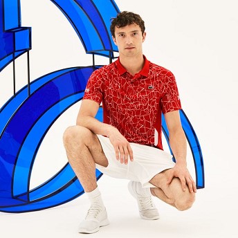 [해외] Mens SPORT Print Technical Jersey Polo - x Novak Djokovic On Court Premium Edition [라코스테 LACOSTE] pink/white (DH9466-51-UJR)