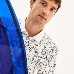 [해외] Mens SPORT Print Technical Jersey Polo - x Novak Djokovic On Court Premium Edition [라코스테 LACOSTE] white/black (DH9466-51-AU8)