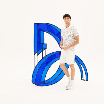[해외] Mens SPORT Print Technical Jersey Polo - x Novak Djokovic On Court Premium Edition [라코스테 LACOSTE] white/black (DH9456-51-AU8)