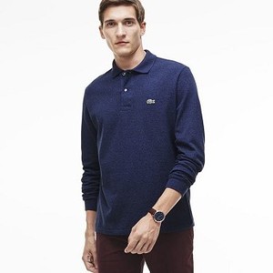 [해외] classic fit long-sleeve Polo Shirt in marl petit pique [라코스테 LACOSTE] dark indigo blue (L1313-51-3GF)