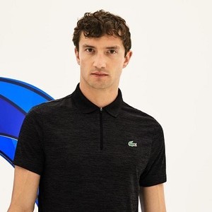 [해외] Mens SPORT Flecked Technical Jersey Polo - x Novak Djokovic Off Court Premium Edition [라코스테 LACOSTE] black/black (DH9478-51-C31)