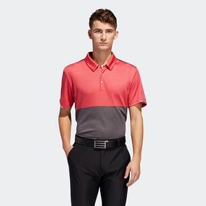 [해외] Mens Golf Climachill Heathered Competition Polo Shirt [아디다스 반팔티] Tmag Bold Red Htr/Black Heather/Black (DQ2246)