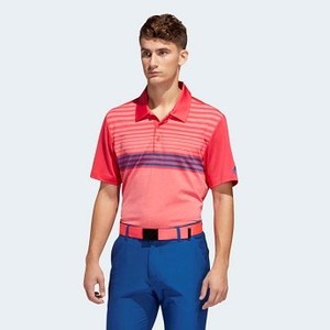 [해외] Mens Golf Ultimate365 3-Stripes Heathered Polo Shirt [아디다스 반팔티] Tmag Shock Red Htr/Active Pink/Dark Marine (DW9179)