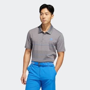 [해외] Mens Golf Ultimate365 Heathered Stripe Polo Shirt [아디다스 반팔티] Tmag Grey Five Htr/Grey Heathered/True Blue (DQ2222)