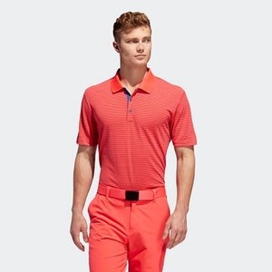 [해외] Mens Golf Two-Color Club Stripe Polo Shirt [아디다스 반팔티] Shock Red/Dark Marine (DQ2305)