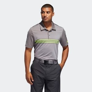 [해외] Mens Golf Ultimate365 3-Stripes Heathered Polo Shirt [아디다스 반팔티] Grey Heathered/Grey Four/Solar Slime (DW9178)