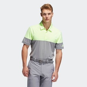 [해외] Mens Golf Ultimate365 Heathered Blocked Polo Shirt [아디다스 반팔티] Grey Heathered/Hi-Res Yellow (DQ2225)