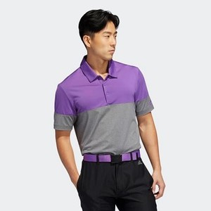[해외] Mens Golf Ultimate365 Heathered Blocked Polo Shirt [아디다스 반팔티] Tmag Grey Five Htr/Active Purple (DQ2232)