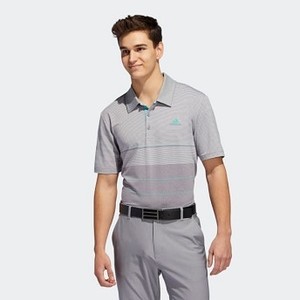 [해외] Mens Golf Ultimate365 Heathered Stripe Polo Shirt [아디다스 반팔티] Grey Heathered/True Green (DT3678)