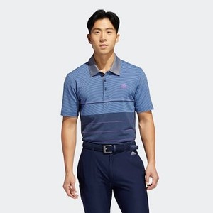 [해외] Mens Golf Ultimate365 Heathered Stripe Polo Shirt [아디다스 반팔티] Collegiate Navy Melange/Active Purple (DQ2227)