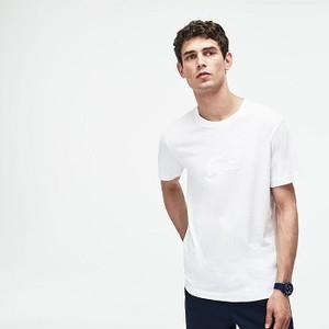 [해외] Mens Crew Neck Oversized Crocodile Jersey T-shirt [라코스테 반팔,폴로티] White (TH9364-51)
