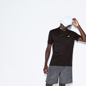 [해외] Mens SPORT Contrast Crew Neck Pique Tennis T-shirt [라코스테 반팔,폴로티] Black/White/Navy Blue (TH9464-51)