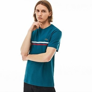 [해외] Mens Made In France Cotton T-shirt [라코스테 반팔,폴로티] Blue/Red/White (TH4335-51)