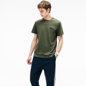 [해외] Mens Crocodile Lettering T-Shirt [라코스테 반팔,폴로티] Khaki Green/Khaki Green (TH3241-51)