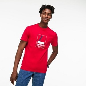 [해외] Mens Crew Neck Rubber Lettering Soft Jersey T-shirt [라코스테 반팔,폴로티] Red (TH9414-51)
