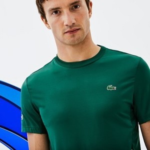 [해외] Mens SPORT Crew Neck Stretch Technical Jersey T-shirt - Lacoste x Novak Djokovic Off Court Premium Edition [라코스테 반팔,폴로티] Green/White (TH9479-51)