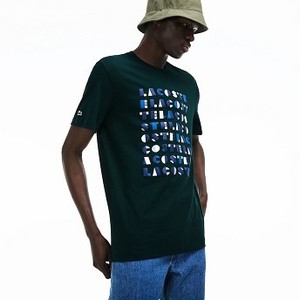 [해외] Mens Crew Neck 3D Lettering Cotton Jersey T-shirt [라코스테 반팔,폴로티] Green (TH9382-51)