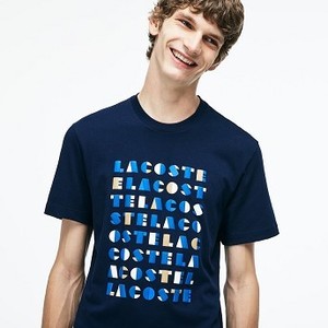 [해외] Mens Crew Neck 3D Lettering Cotton Jersey T-shirt [라코스테 반팔,폴로티] Navy Blue (TH9382-51)