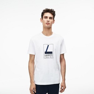 [해외] Mens Crew Neck Rubber Lettering Soft Jersey T-shirt [라코스테 반팔,폴로티] White (TH9414-51)