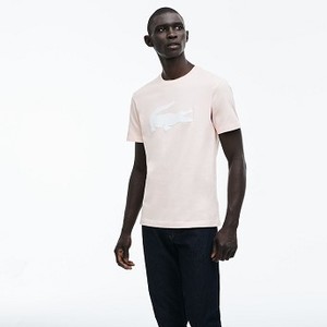 [해외] Mens Crew Neck Oversized Crocodile Cotton Jersey T-shirt [라코스테 반팔,폴로티] Light Pink/White (TH9428-51)