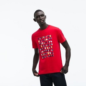 [해외] Mens Crew Neck 3D Lettering Cotton Jersey T-shirt [라코스테 반팔,폴로티] Red (TH9382-51)