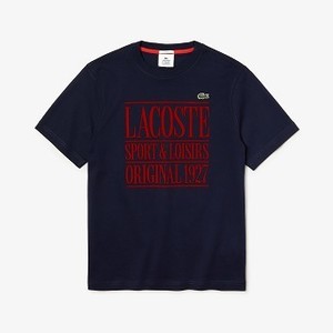 [해외] 남여공용 LIVE Crew Neck Cotton T-shirt [라코스테 반팔,폴로티] Navy Blue/Red (TH3760-51)