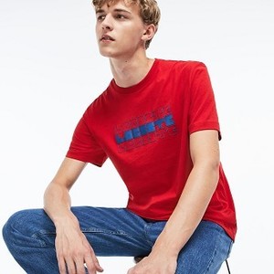 [해외] Mens Crew Neck Lettering Cotton Jersey T-shirt [라코스테 반팔,폴로티] Red (TH9418-51)
