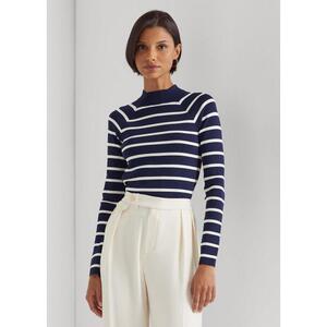 [해외] 랄프로렌 Striped Mockneck Sweater 640821_French_Navy/Cream_French_Navy/Cream